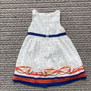 Janie and Jack White Dress with Blue and Red Accents